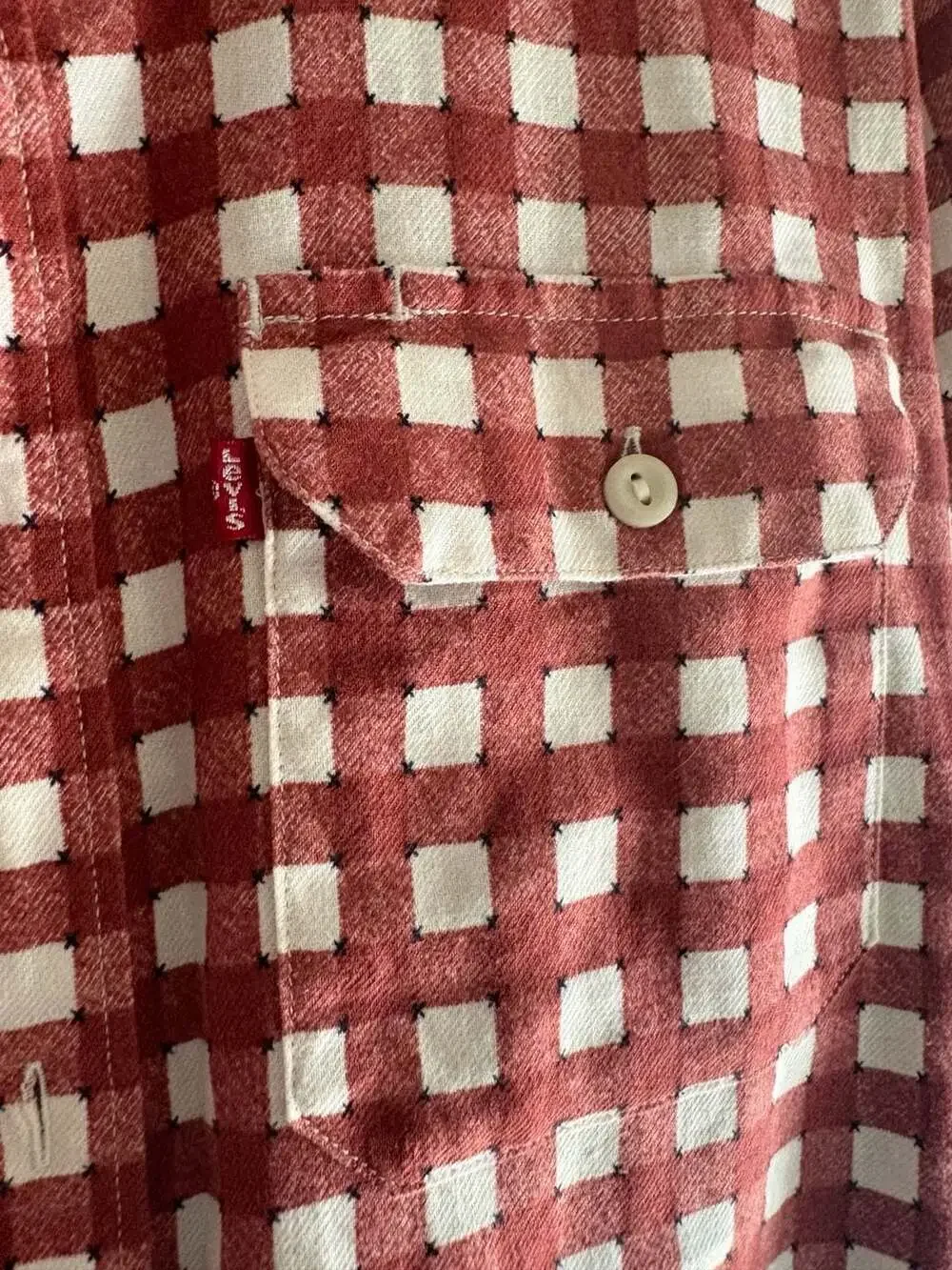 Levi's Relaxed Fit Red and White Checkered Button Down Shirt